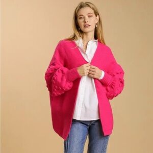 Umgee Hot  Pink Cardigan Sweater